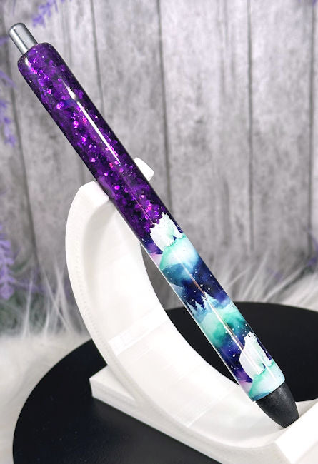 Handmade Polar Bears with Purple glitter pen with free refill
