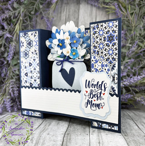 Handmade 3D Mother's Day blue flowers card