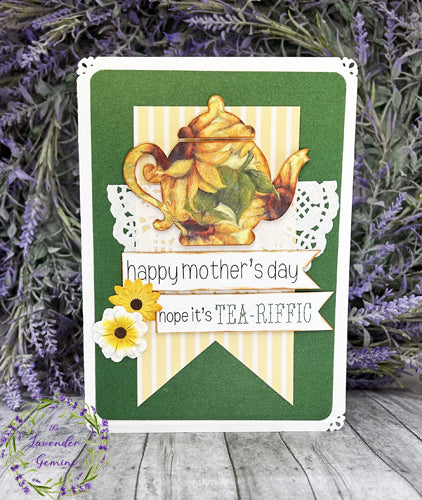 Handmade Green Happy Mother's Day Teapot card