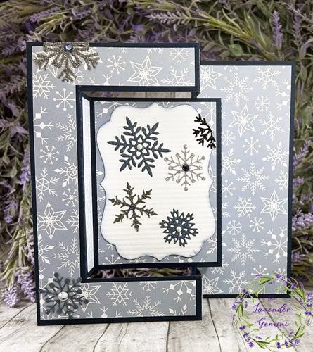 Handmade 3D Blue and Silver Snowflakes Christmas Shutter Card