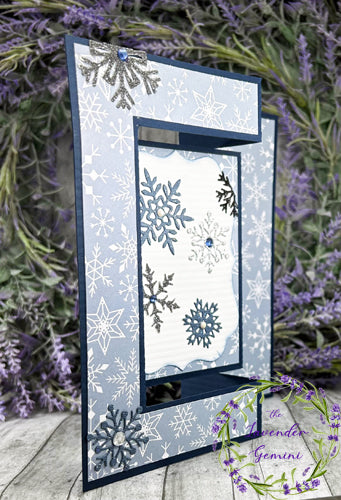 Handmade 3D Blue and Silver Snowflakes Christmas Shutter Card