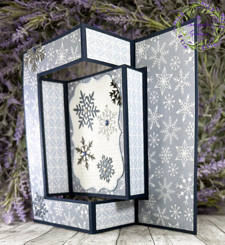 Handmade 3D Blue and Silver Snowflakes Christmas Shutter Card