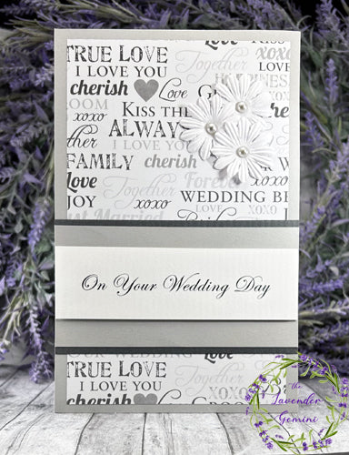 Handmade Silver and White Wedding card