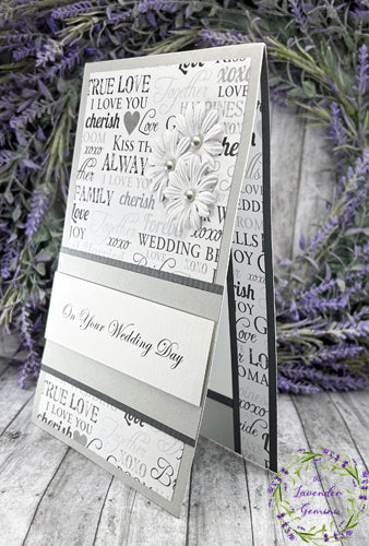 Handmade Silver and White Wedding card