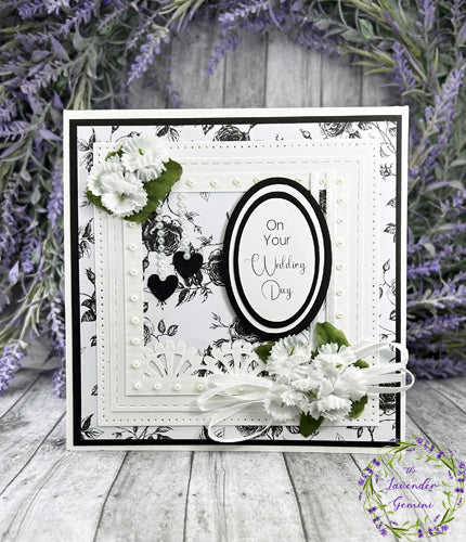 Handmade Black and White Wedding Day Card