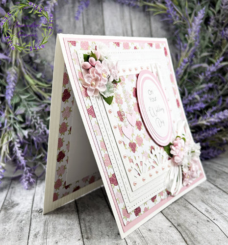 Handmade Pink and Maroon  Wedding Day Card