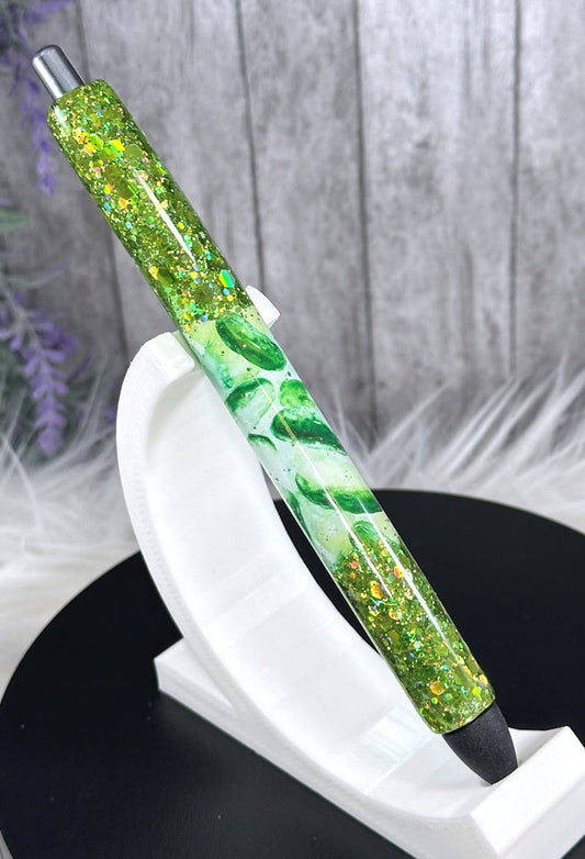 Handmade Pickle Lover ombre glitter pen with free refill