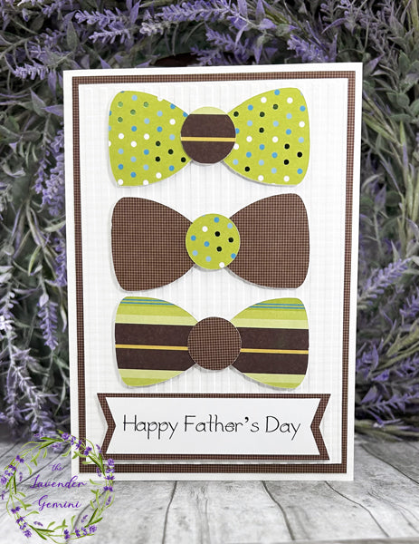 Handmade Father's Day brown and green bowties card