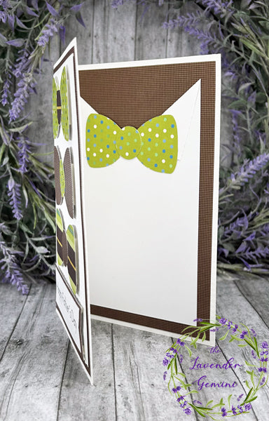 Handmade Father's Day brown and green bowties card