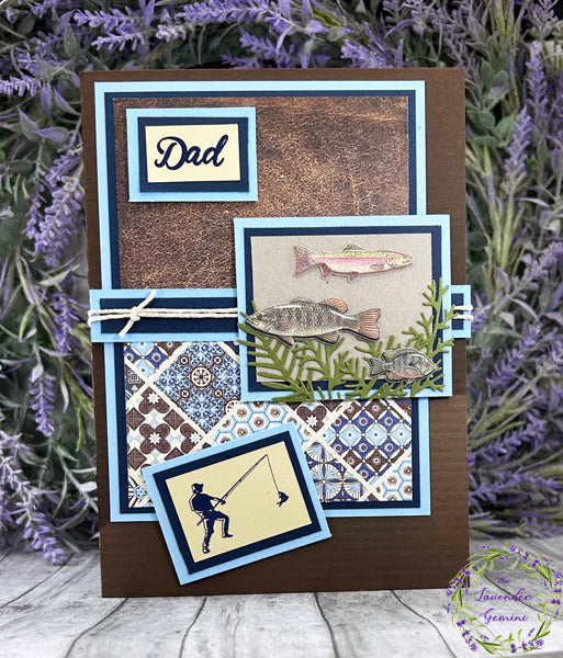 Handmade Brown and Blue Fishing Father's Day Card