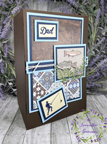 Handmade Brown and Blue Fishing Father's Day Card