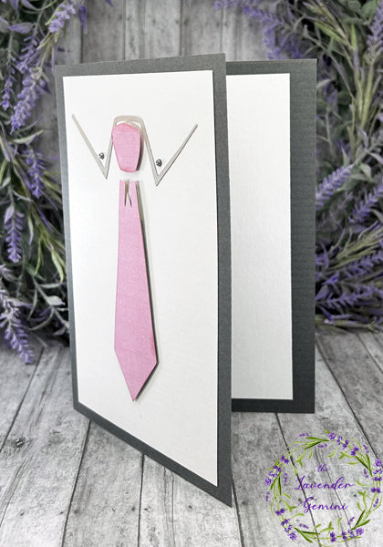 Handmade Father's Day collar and pink tie card