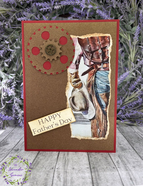 Handmade Red and Brown Country Western Cowboy Father's Day Card