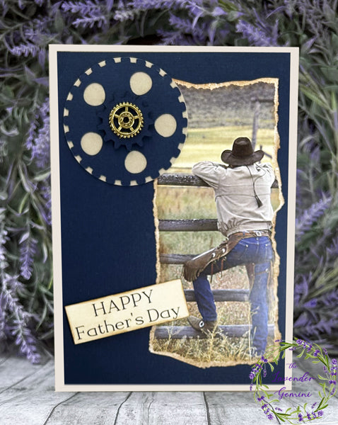 Handmade Beige and Blue Country Western Cowboy Father's Day Card