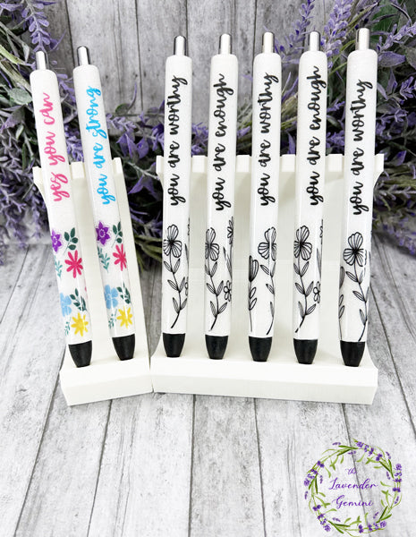 Handmade Yes You Can flowers glitter pen with free refill