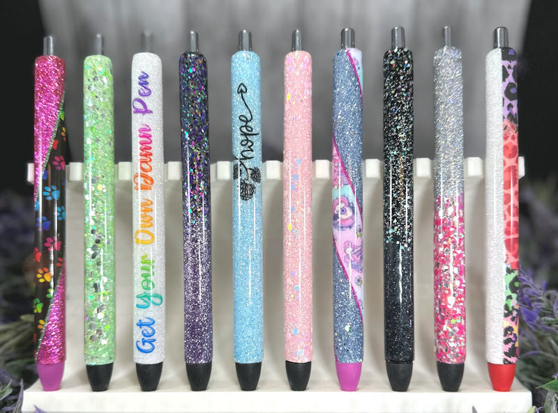 Handmade Light Green and Silver glitter pen with free refill