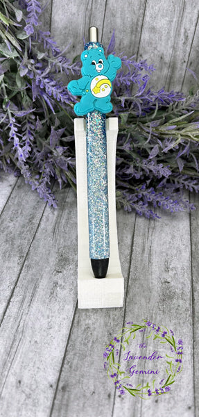 Handmade Blue Wish Bear glitter pen  with free refill