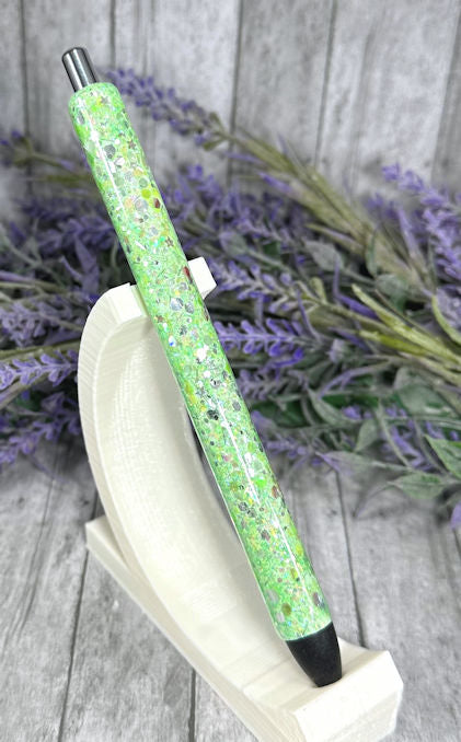 Handmade Light Green and Silver glitter pen with free refill