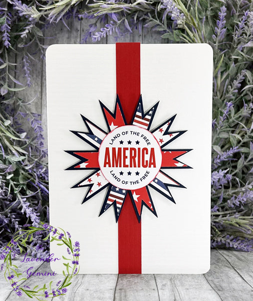 Handmade Patriotic America  Card Red