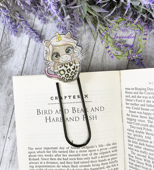 Book Princess Unicorn  Jumbo Paper Clip Bookmark