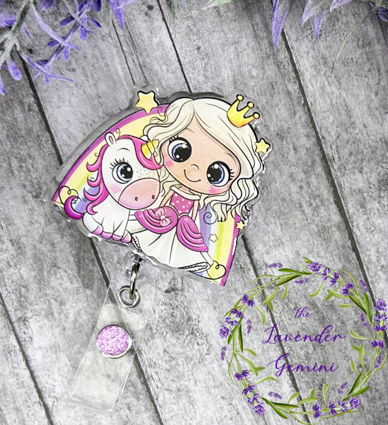 Handmade Princess and Unicorn Badge Reel