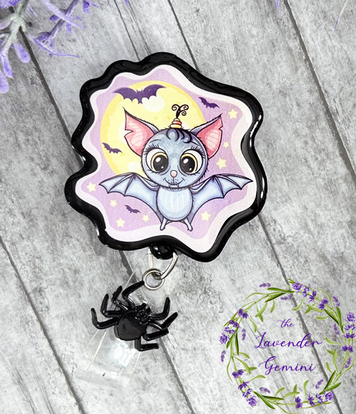 Handmade Halloween Bat and Spider Badge Reel