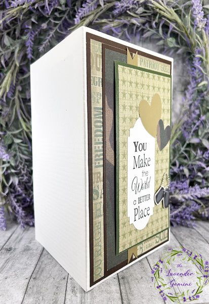 Handmade Thank you soldier military colors Card