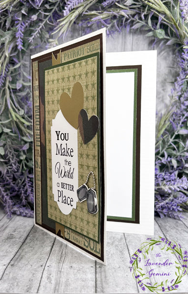 Handmade Thank you soldier military colors Card