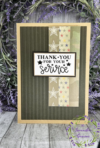 Handmade Thank you for your service soldier military colors Card