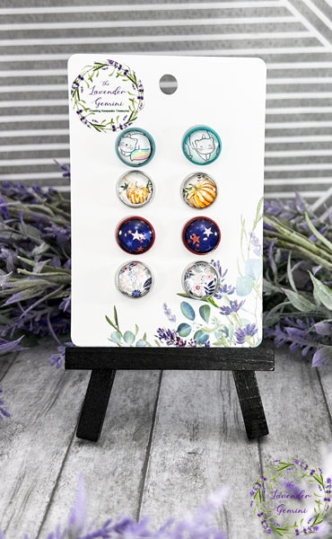 Handmade Assortment of 12mm stud earrings