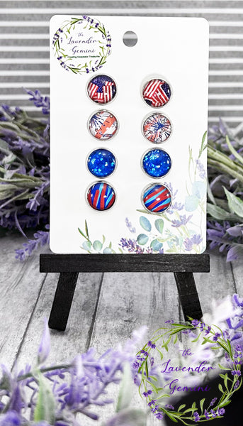 Handmade Patriotic Assortment 12mm stud earrings