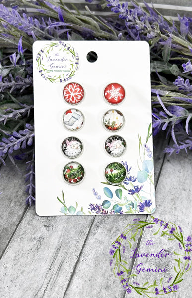 Handmade Christmas Theme Assortment of 12mm stud earrings