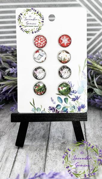 Handmade Christmas Theme Assortment of 12mm stud earrings