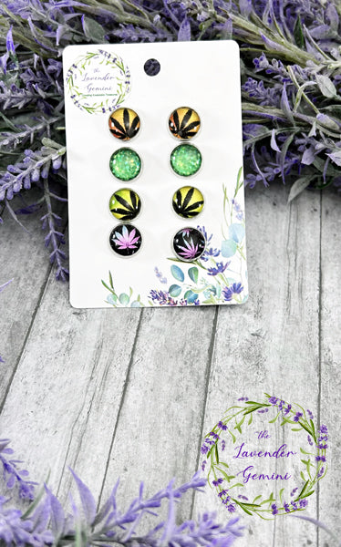 Handmade Marijuana assortment 12mm stud earring