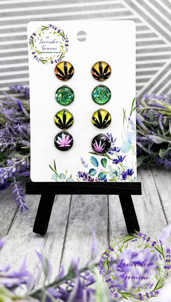 Handmade Marijuana assortment 12mm stud earring