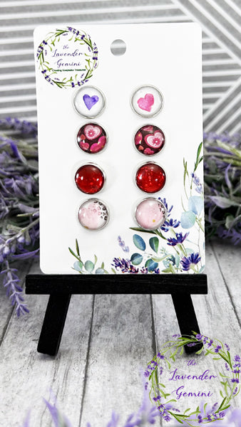 Handmade Hearts Assortment 12mm stud earrings