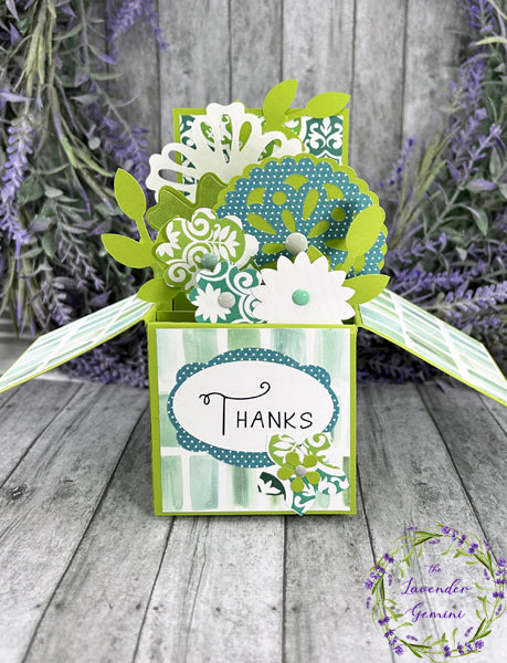 Handmade 3D Greens Thank You Flowers card