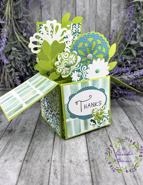 Handmade 3D Greens Thank You Flowers card