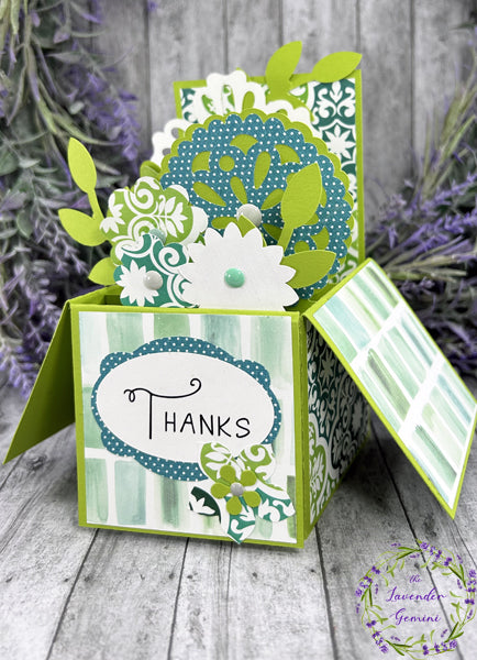 Handmade 3D Greens Thank You Flowers card