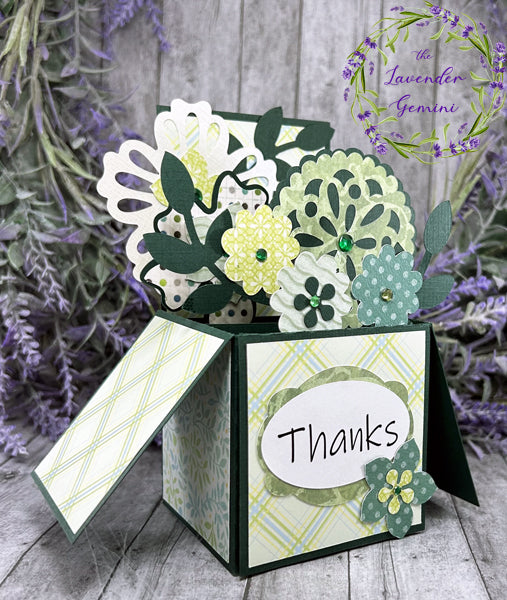 Handmade 3D Green and Yellow Thank You Flowers card