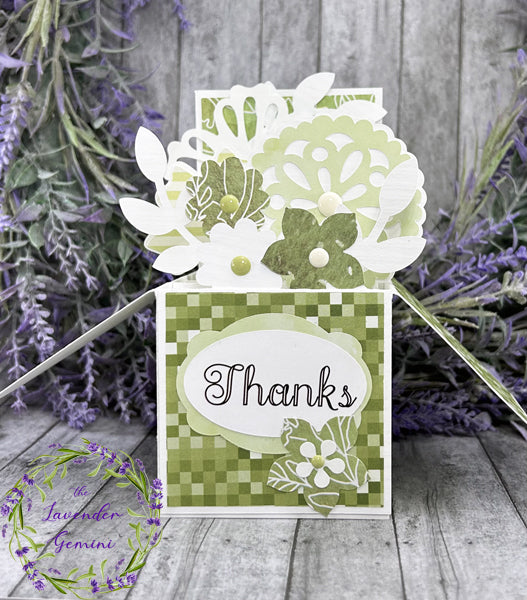 Handmade 3D Sage Green Thank You Flowers card