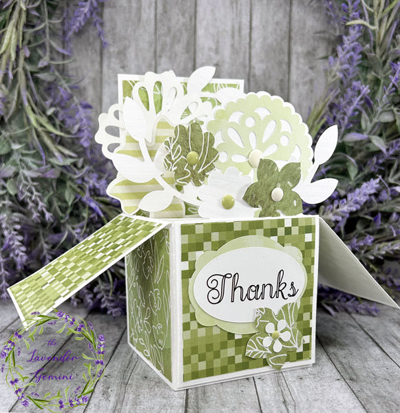 Handmade 3D Sage Green Thank You Flowers card