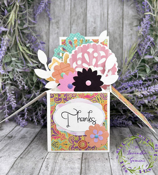 Handmade 3D Multi color Thank You Flowers card