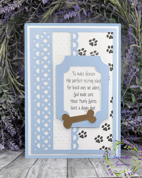 Handmade Death of Pet Dog Card light blue