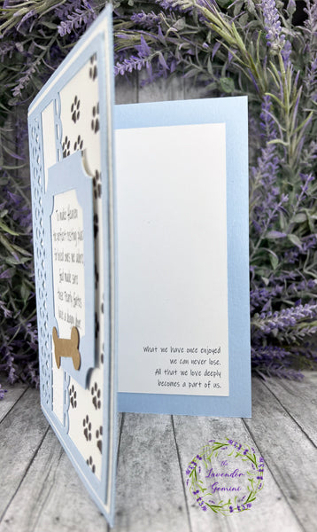 Handmade Death of Pet Dog Card light blue