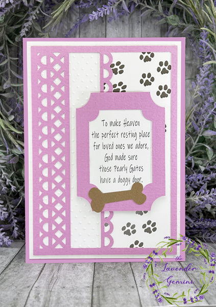 Handmade Death of Pet Dog Card pink