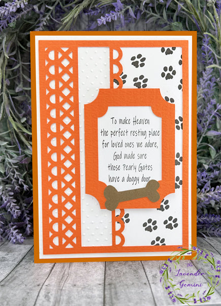 Handmade Death of Pet Dog Card orange