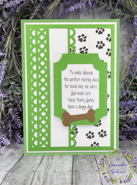 Handmade Death of Pet Dog Card green