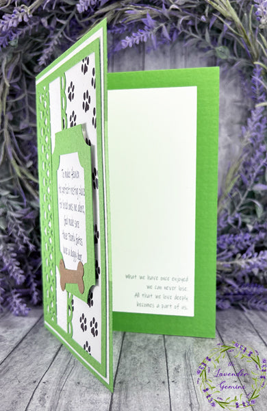 Handmade Death of Pet Dog Card green