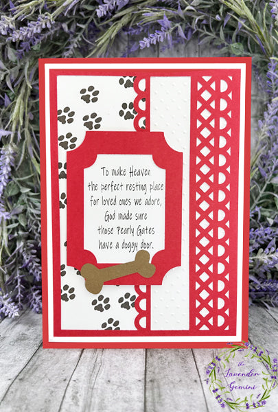 Handmade Death of Pet Dog Card red